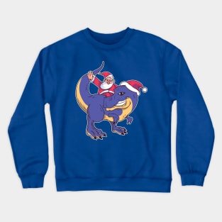 Santa Riding a Purple T-Rex Crewneck Sweatshirt